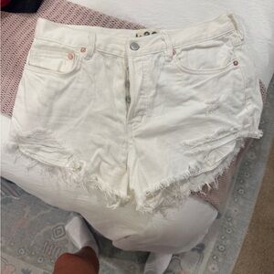 We The Free White Distressed Jean Shorts